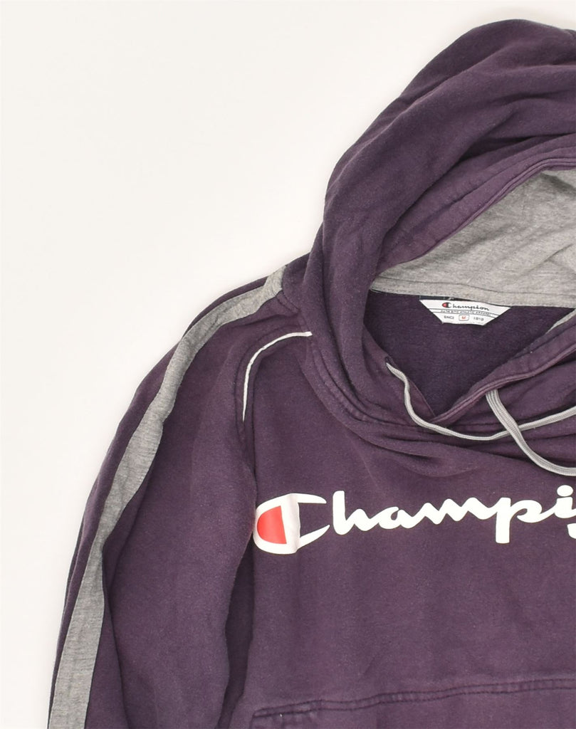 CHAMPION Womens Graphic Hoodie Jumper UK 14 Medium Purple Cotton | Vintage Champion | Thrift | Second-Hand Champion | Used Clothing | Messina Hembry 