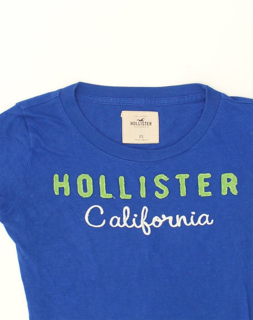 HOLLISTER Womens Graphic T-Shirt Top UK 4 XS Blue Cotton | Vintage Hollister | Thrift | Second-Hand Hollister | Used Clothing | Messina Hembry 