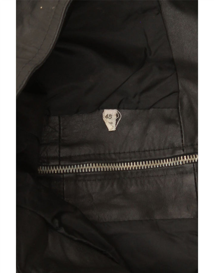 VINTAGE Womens Military Leather Jacket IT 46 Large Black Vintage Vintage and Second-Hand Vintage from Messina Hembry 