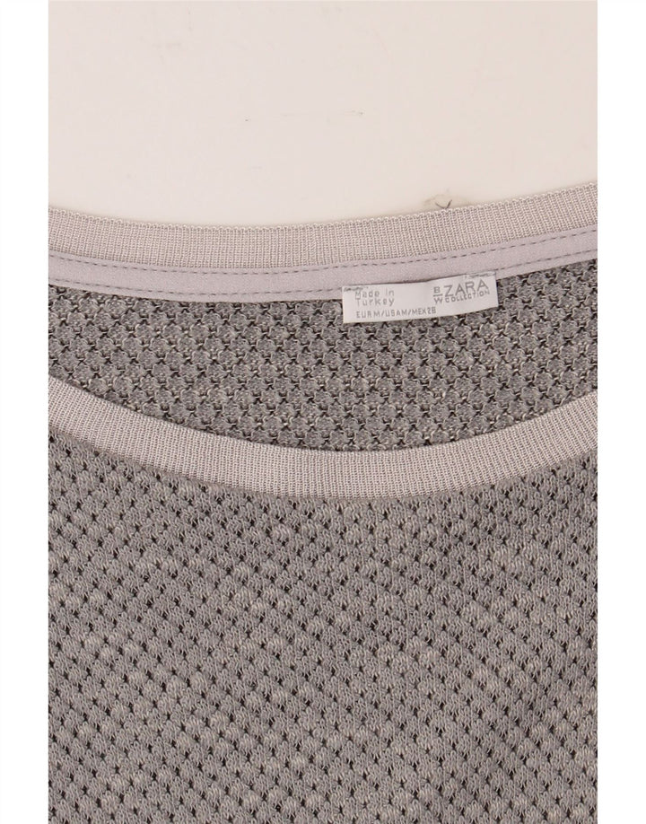 ZARA Womens Top Long Sleeve UK 14 Medium Grey Colourblock Vintage Zara and Second-Hand Zara from Messina Hembry 