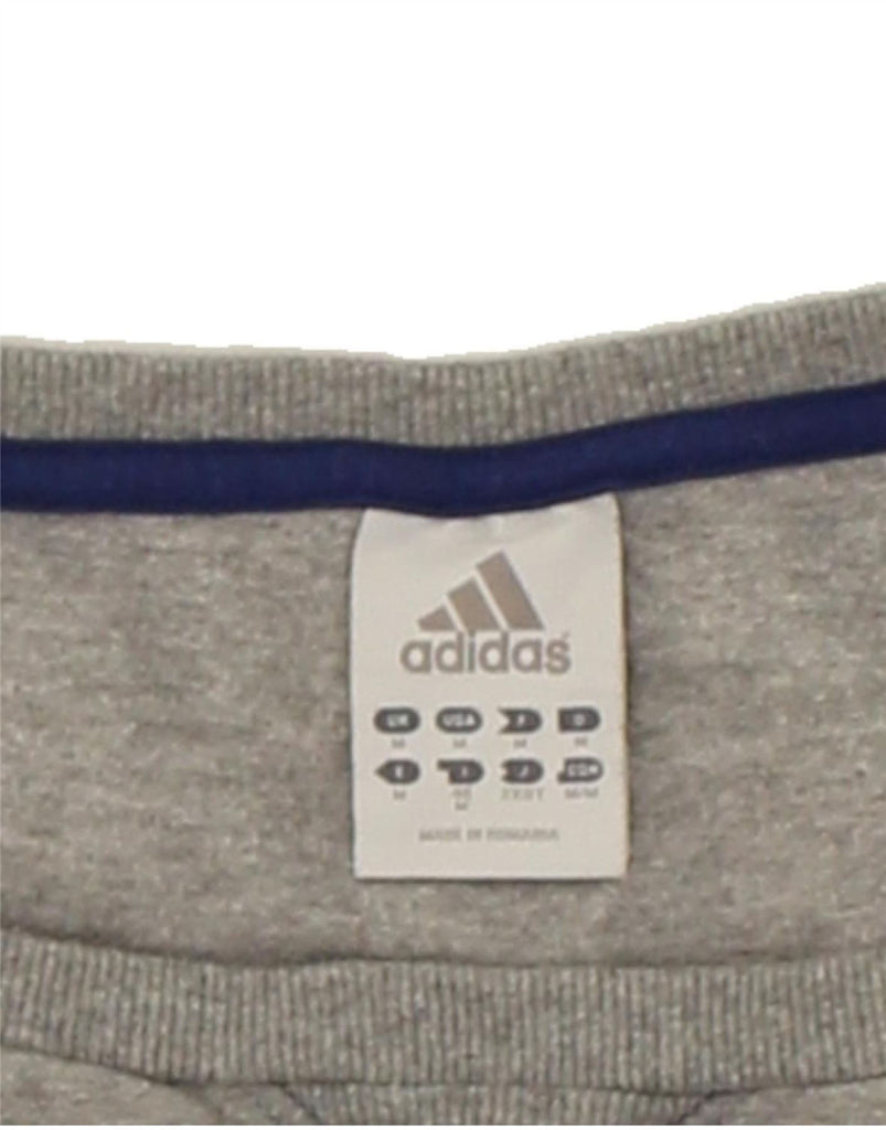 ADIDAS Womens Graphic Sweatshirt Jumper UK 14 Medium Grey Cotton | Vintage Adidas | Thrift | Second-Hand Adidas | Used Clothing | Messina Hembry 