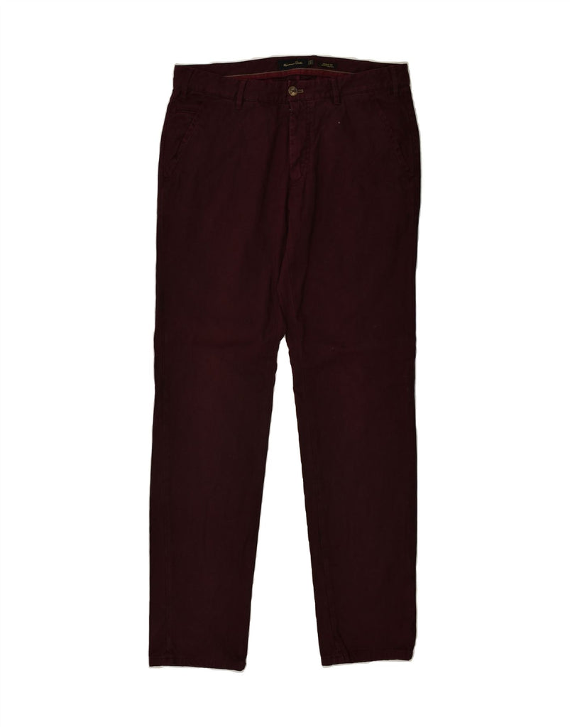 MASSIMO DUTTI Mens Casual Fit Straight Casual Trousers W32 L33 Burgundy | Vintage Massimo Dutti | Thrift | Second-Hand Massimo Dutti | Used Clothing | Messina Hembry 