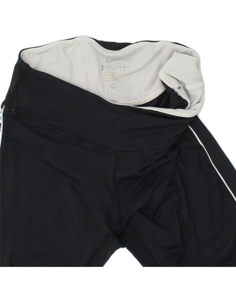 NIKE Womens Dri Fit Capri Leggings UK 6 XS Black Nylon | Vintage Nike | Thrift | Second-Hand Nike | Used Clothing | Messina Hembry 