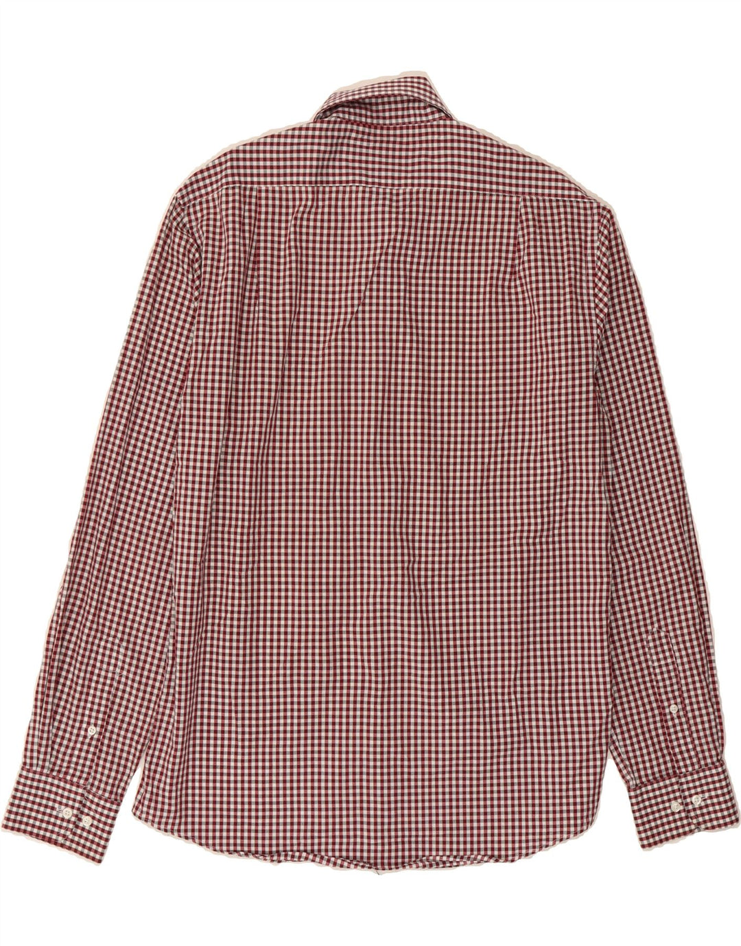 DOCKERS Mens Fitted Shirt Size 15 1/2 Medium Burgundy Gingham Cotton Vintage Dockers and Second-Hand Dockers from Messina Hembry 