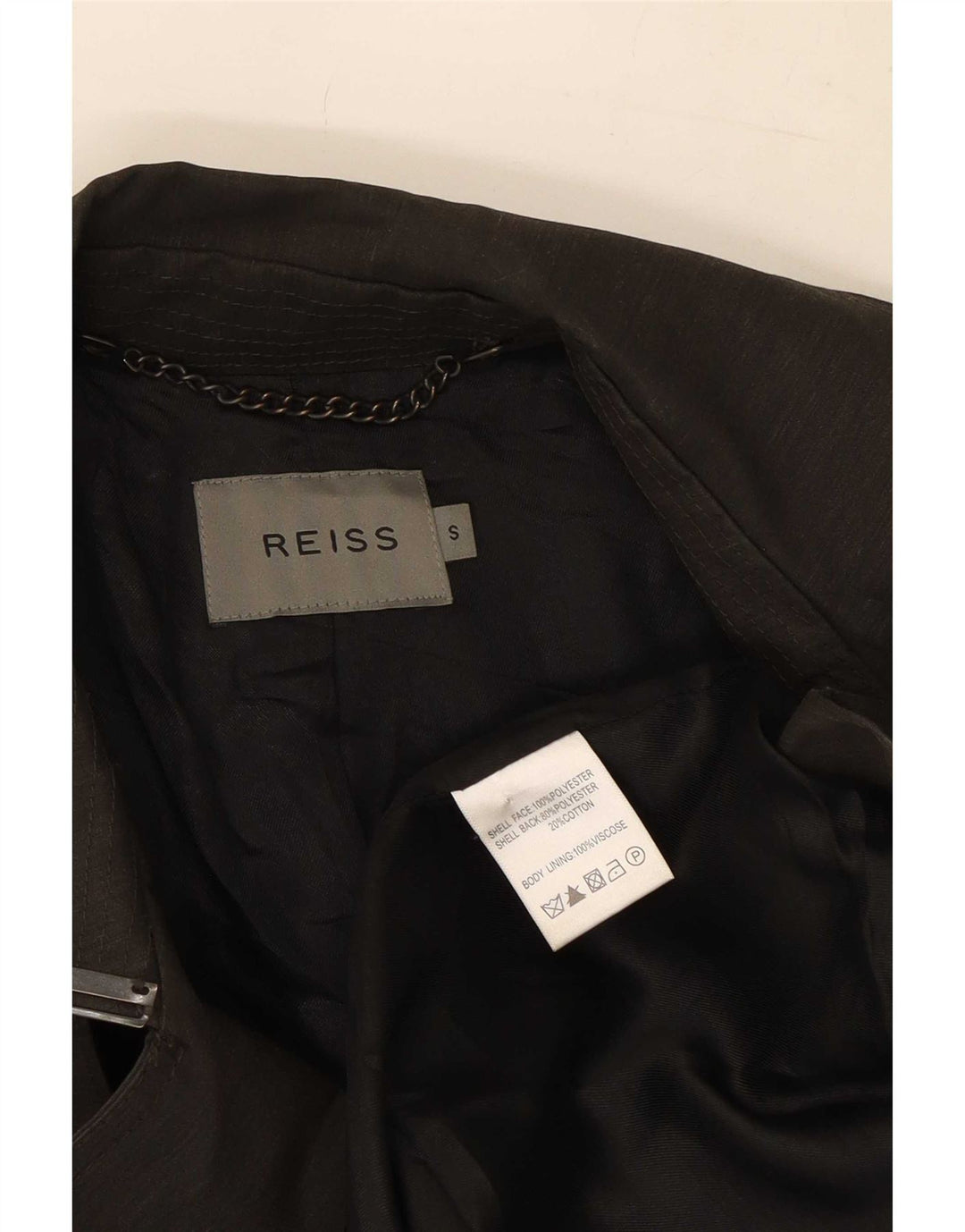 Reiss Mens Trench Coat UK 36 Small Black Polyester
