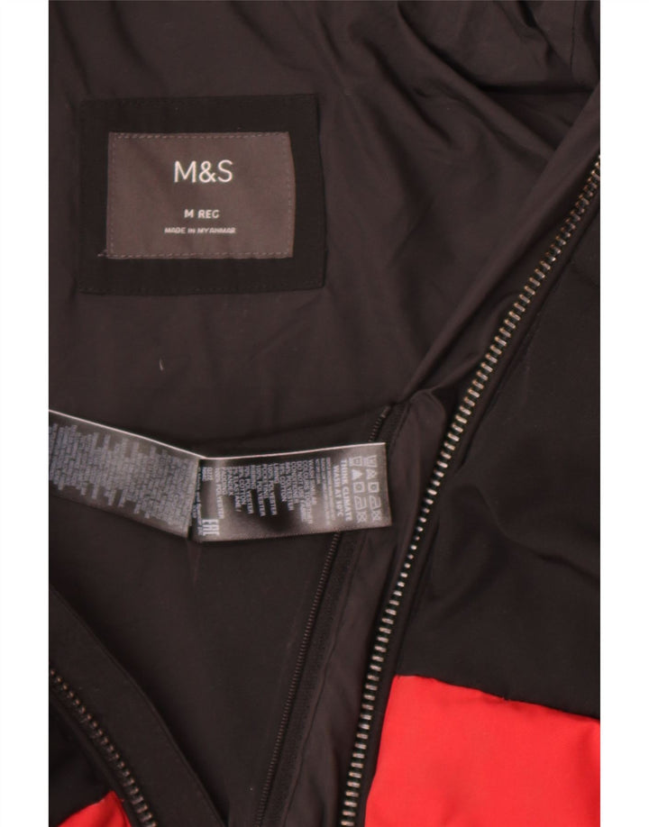 Marks & Spencer Mens Hooded Padded Jacket UK 38 Medium Red Colourblock