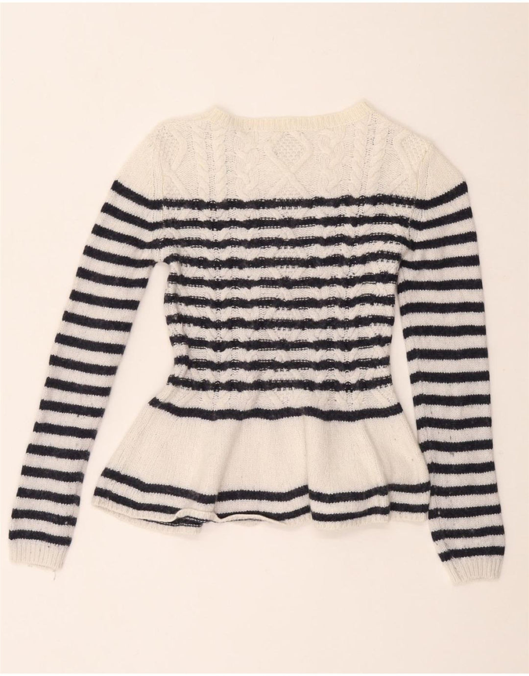 MASSIMO DUTTI Womens Fitted Boat Neck Jumper Sweater UK 8 Small White