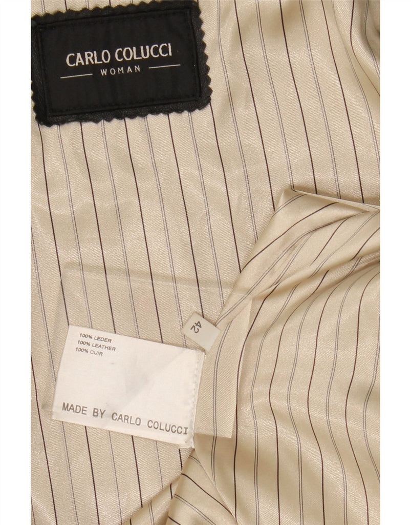 CARLO COLUCCI Womens Leather Coat IT 42 Medium Black Leather Vintage Carlo Colucci and Second-Hand Carlo Colucci from Messina Hembry 