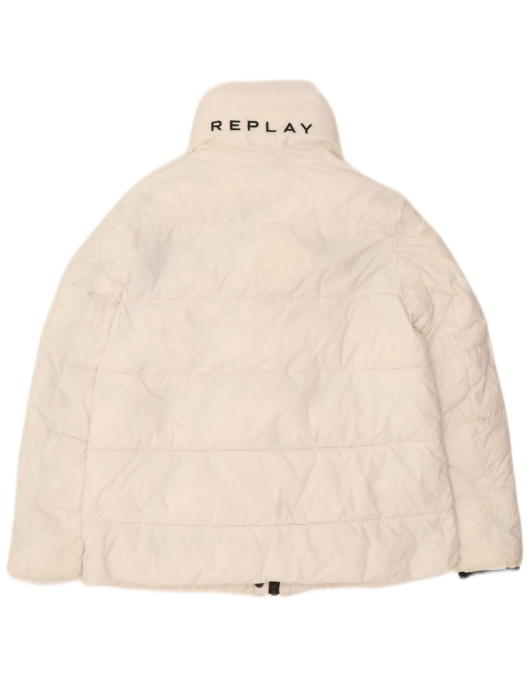 Replay Womens Graphic Oversized Padded Jacket UK 6 XS White Polyester