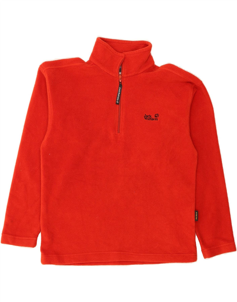 JACK WOLFSKIN Mens Graphic Fleece Jumper Medium Red Polyester Vintage Jack Wolfskin and Second-Hand Jack Wolfskin from Messina Hembry 