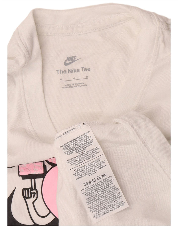 Nike Womens Graphic T-Shirt Top UK 14 Medium White Cotton