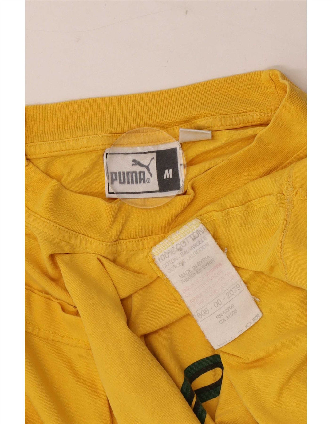 Puma Mens Graphic T-Shirt Top Medium Yellow Cotton