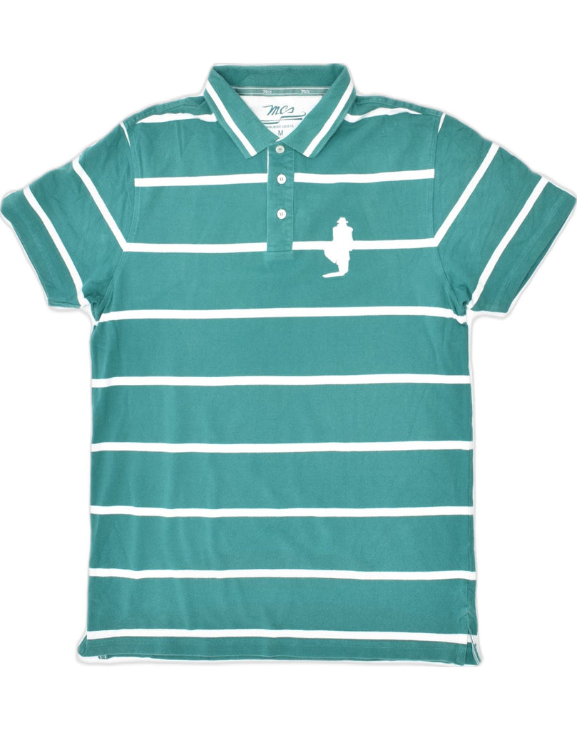 MARLBORO CLASSICS Mens Polo Shirt Medium Green Striped Cotton | Vintage Marlboro Classics | Thrift | Second-Hand Marlboro Classics | Used Clothing | Messina Hembry 