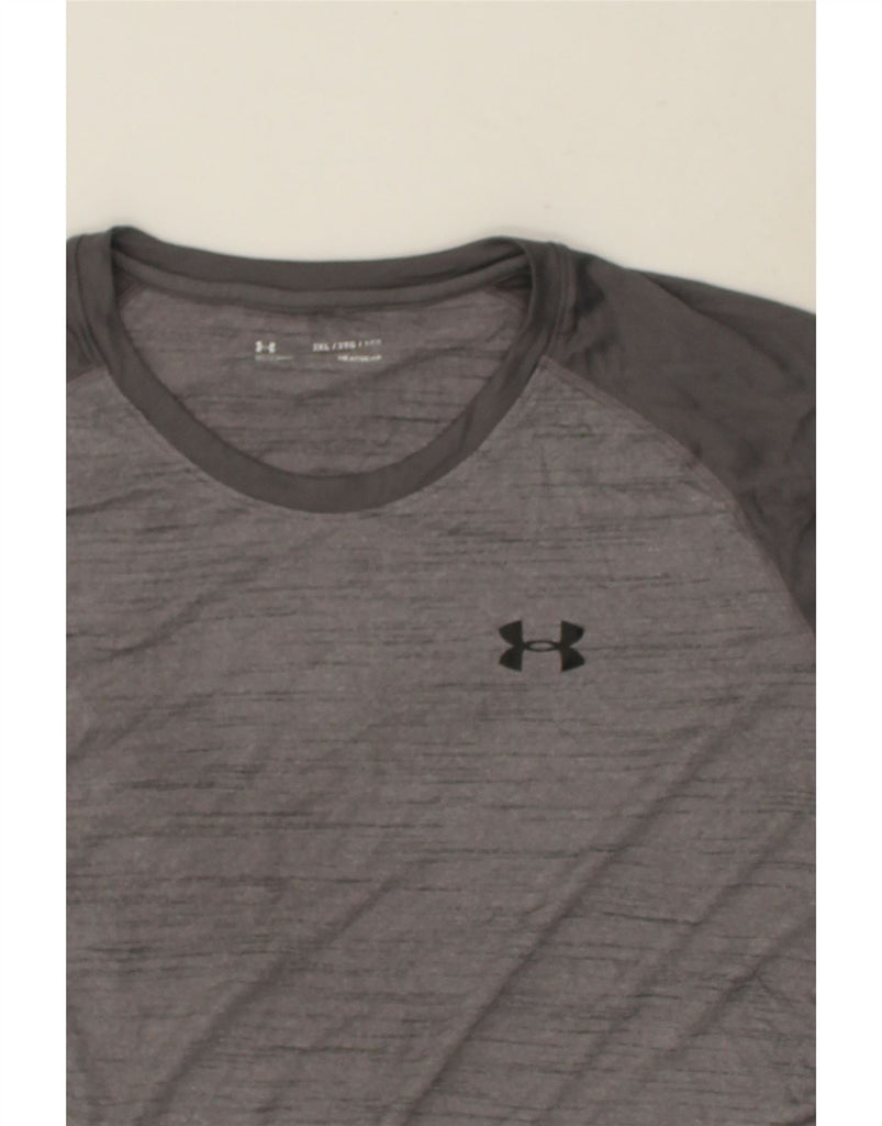 UNDER ARMOUR Mens Heat Gear Top 3/4 Sleeve 3XL Grey Colourblock | Vintage Under Armour | Thrift | Second-Hand Under Armour | Used Clothing | Messina Hembry 