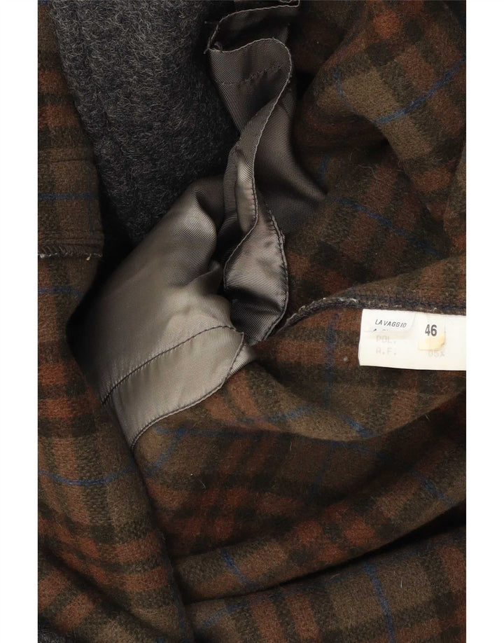 Vintage Mens Duffle Coat IT 46 Small Grey Flecked Wool