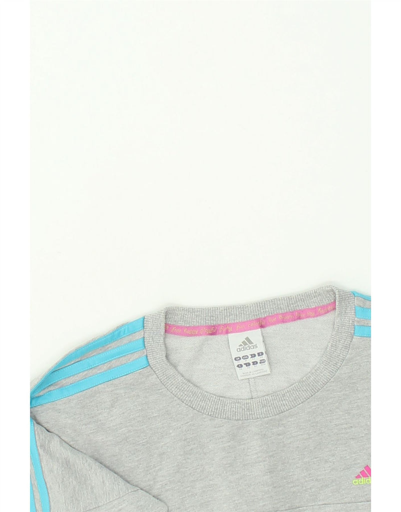 ADIDAS Womens Sweatshirt Jumper UK 14 Large Grey Cotton | Vintage Adidas | Thrift | Second-Hand Adidas | Used Clothing | Messina Hembry 