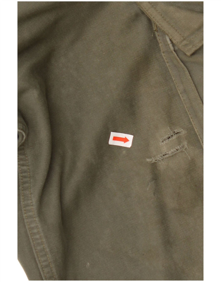 VINTAGE Mens Straight Cargo Trousers W30 L28 Khaki Cotton