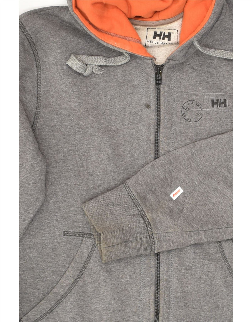 HELLY HANSEN Mens Graphic Zip Hoodie Sweater Medium Grey Cotton | Vintage Helly Hansen | Thrift | Second-Hand Helly Hansen | Used Clothing | Messina Hembry 