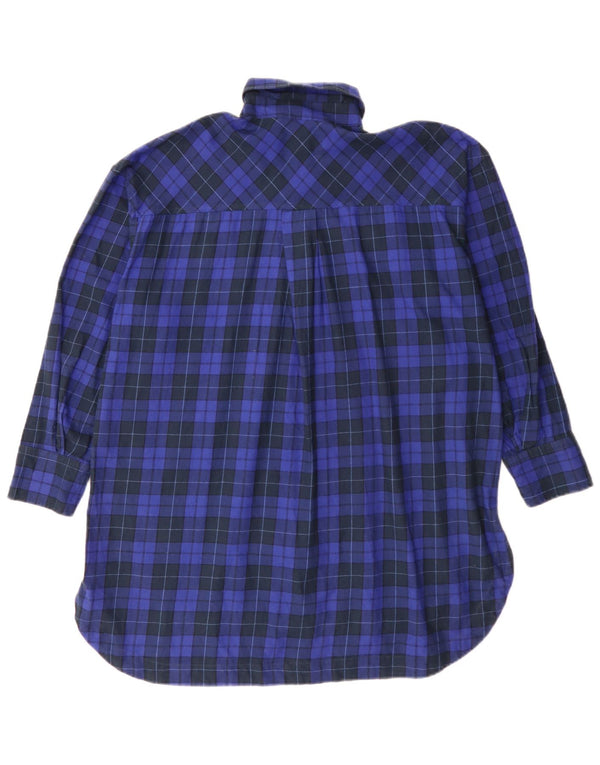 Zara Womens Oversized Flannel Shirt Dress UK 4 XS Blue Plaid