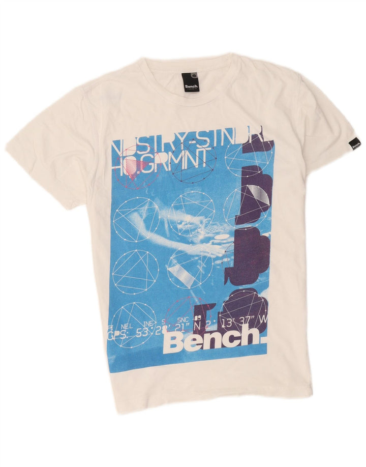 Bench Mens Graphic T-Shirt Top Medium White