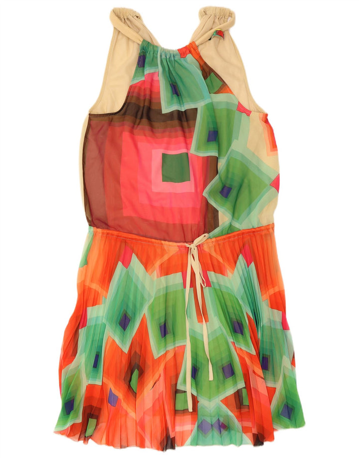 Desigual Womens Halter Dress EU 40 Medium Multicoloured Geometric