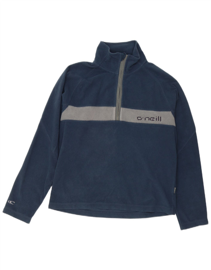 O'Neill Mens Zip Neck Fleece Jumper Medium Navy Blue Colourblock