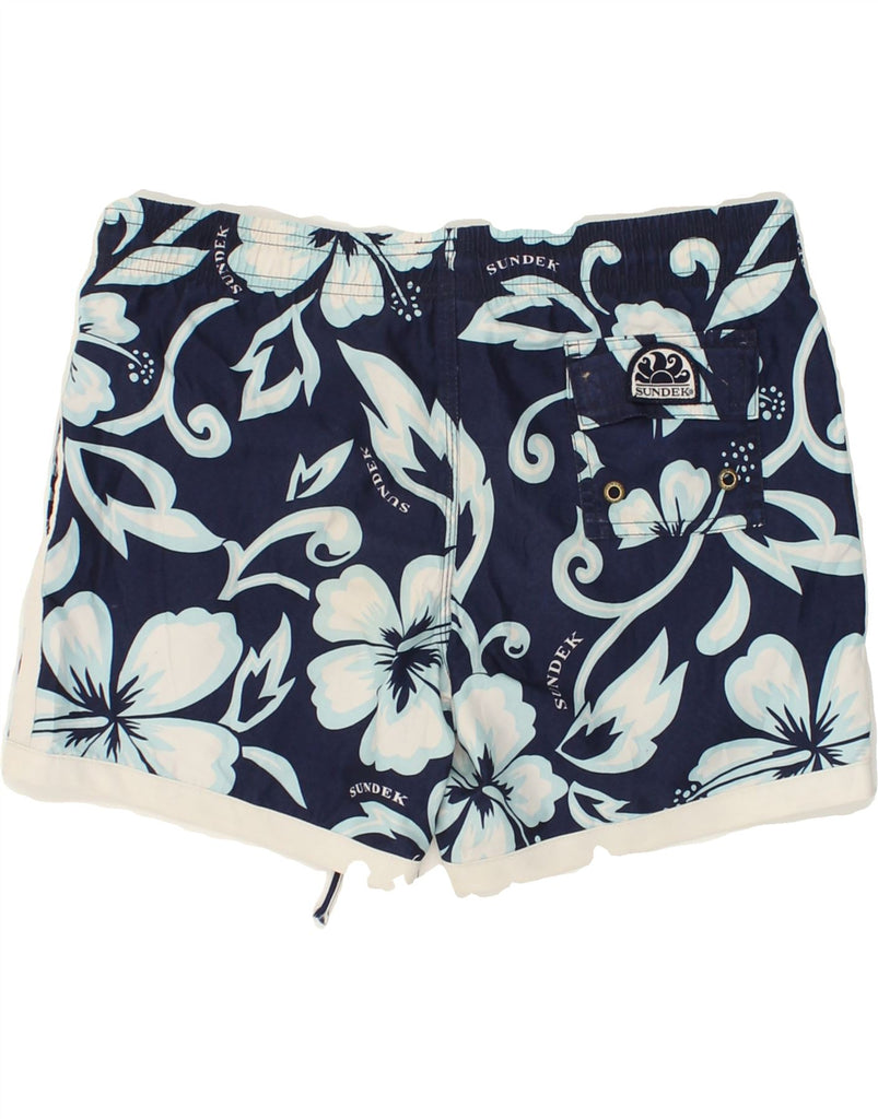 SUNDEK Boys Swimming Shorts 13-14 Years Navy Blue Floral Polyester | Vintage Sundek | Thrift | Second-Hand Sundek | Used Clothing | Messina Hembry 