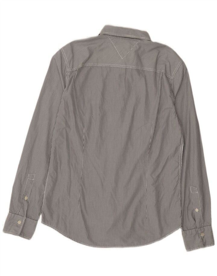 Tommy Hilfiger Mens Slim Fit Shirt Medium Grey Pinstripe Cotton