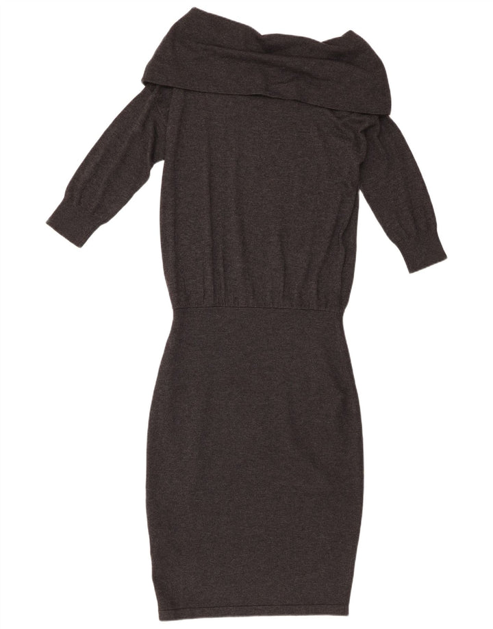 Phase Eight Womens Off Shoulder Jumper Dress UK 10 Small  Grey Viscose