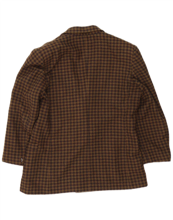 Vintage Womens Double Breasted Blazer Jacket UK 16 Large Brown Check