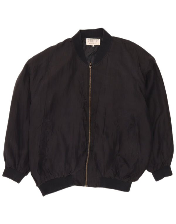 Whitby Mens Bomber Jacket UK 44 2XL Black Silk