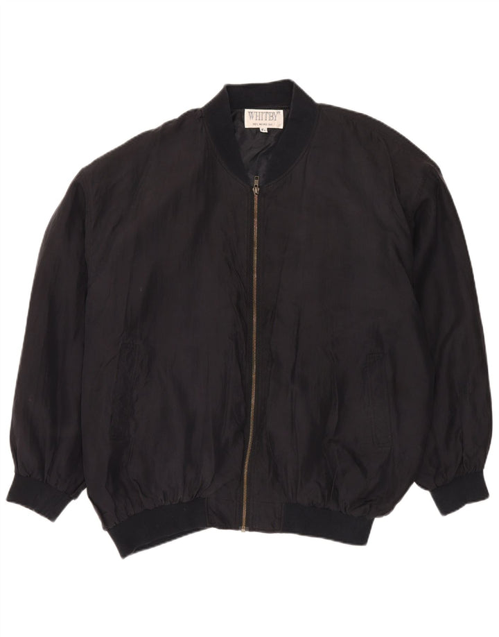 Whitby Mens Bomber Jacket UK 44 2XL Black Silk