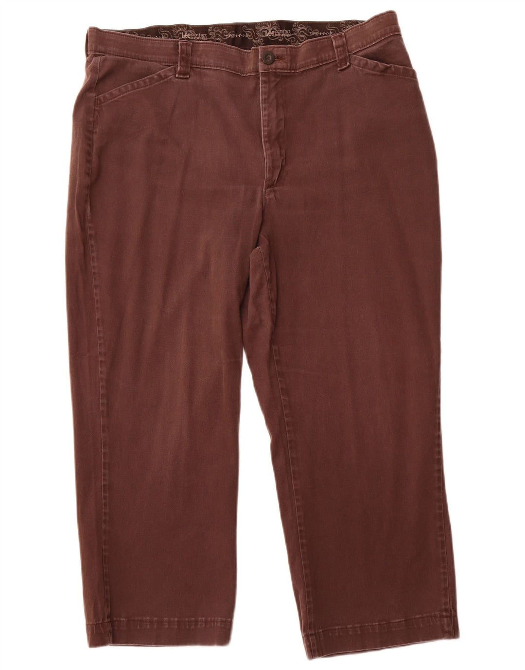 LEE Womens Straight Cropped Trousers US 18 2XL W36 L24 Brown Cotton
