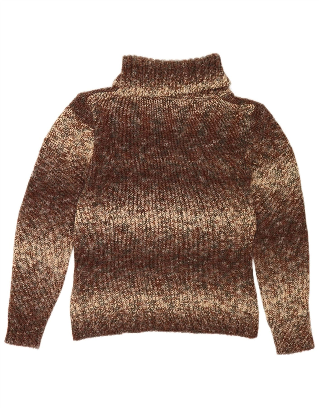 Vintage Womens Roll Neck Jumper Sweater UK 14 Medium Brown Flecked