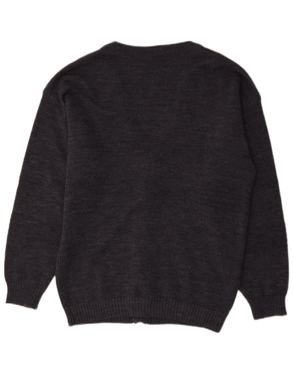 Vintage Mens Cardigan Sweater IT 52 Large Navy Blue Flecked Acrylic