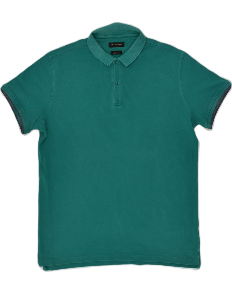 MASSIMO DUTTI Mens Slim Fit Polo Shirt XL Green Cotton | Vintage Massimo Dutti | Thrift | Second-Hand Massimo Dutti | Used Clothing | Messina Hembry 