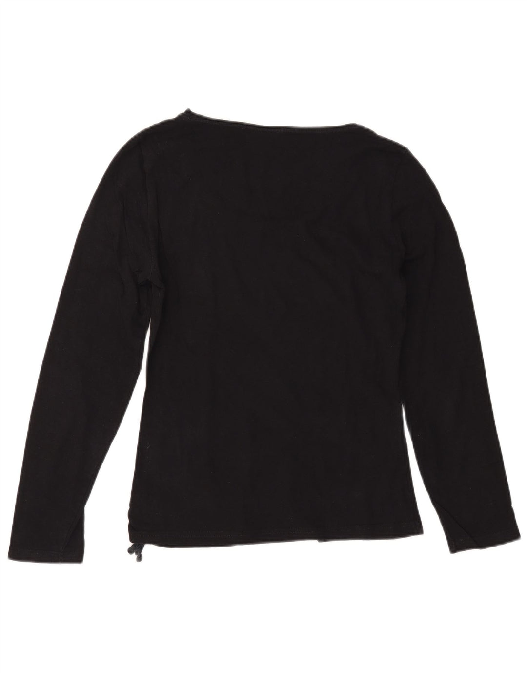 REEBOK Womens Graphic Top Long Sleeve UK 12 Medium Black Cotton