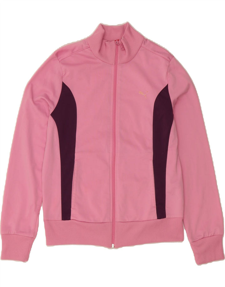 PUMA Womens Tracksuit Top Jacket UK 14 Medium Pink Colourblock Polyester Vintage Puma and Second-Hand Puma from Messina Hembry 