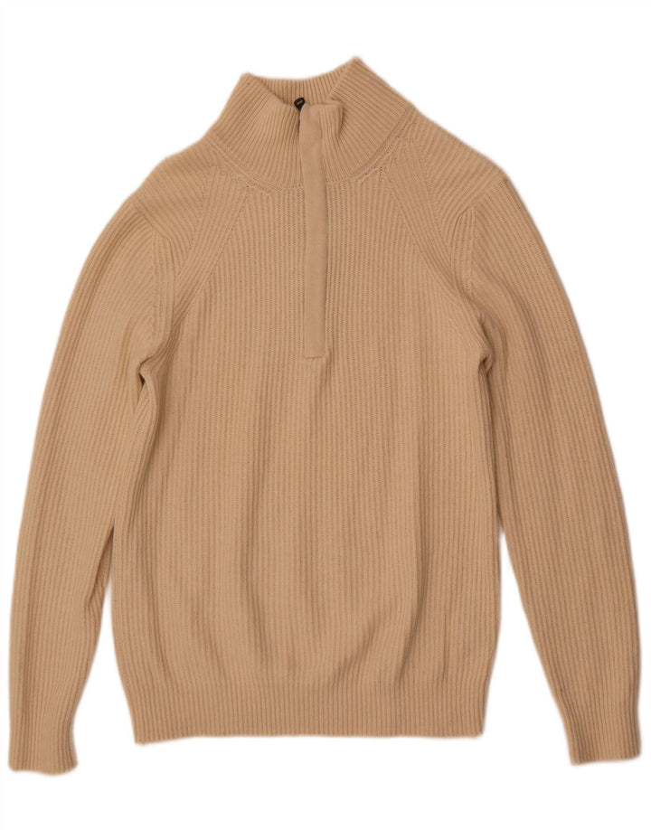 Sisley Mens Zip Neck Jumper Sweater Small Off White Polyamide