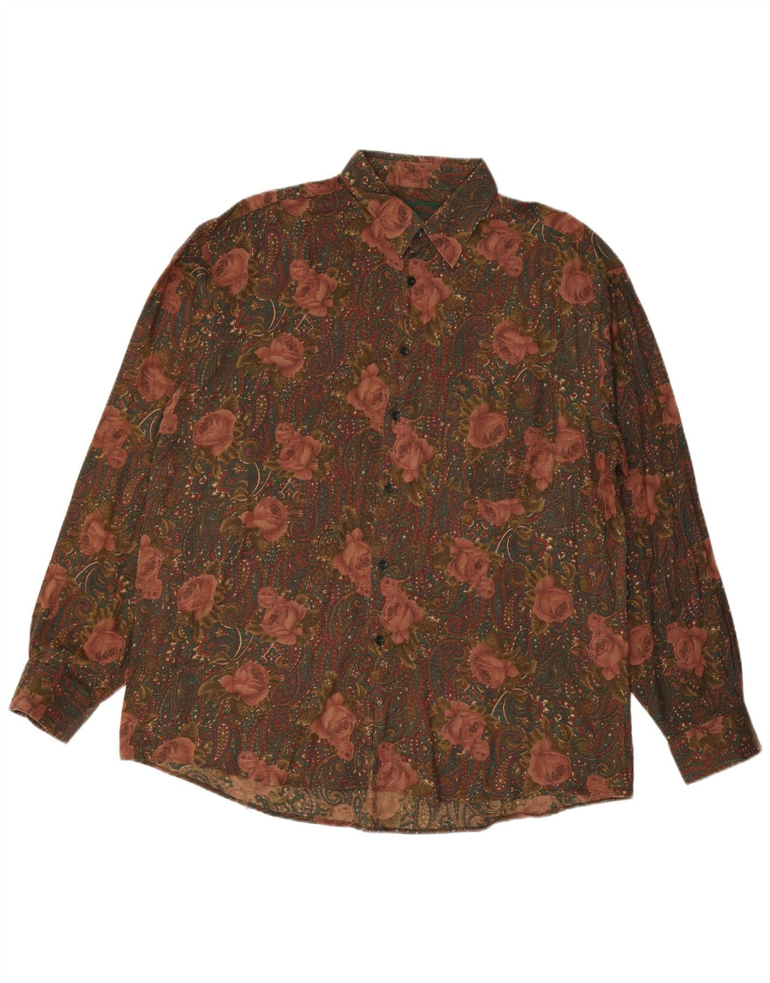 VINTAGE Mens Shirt XL Multicoloured Floral Rayon