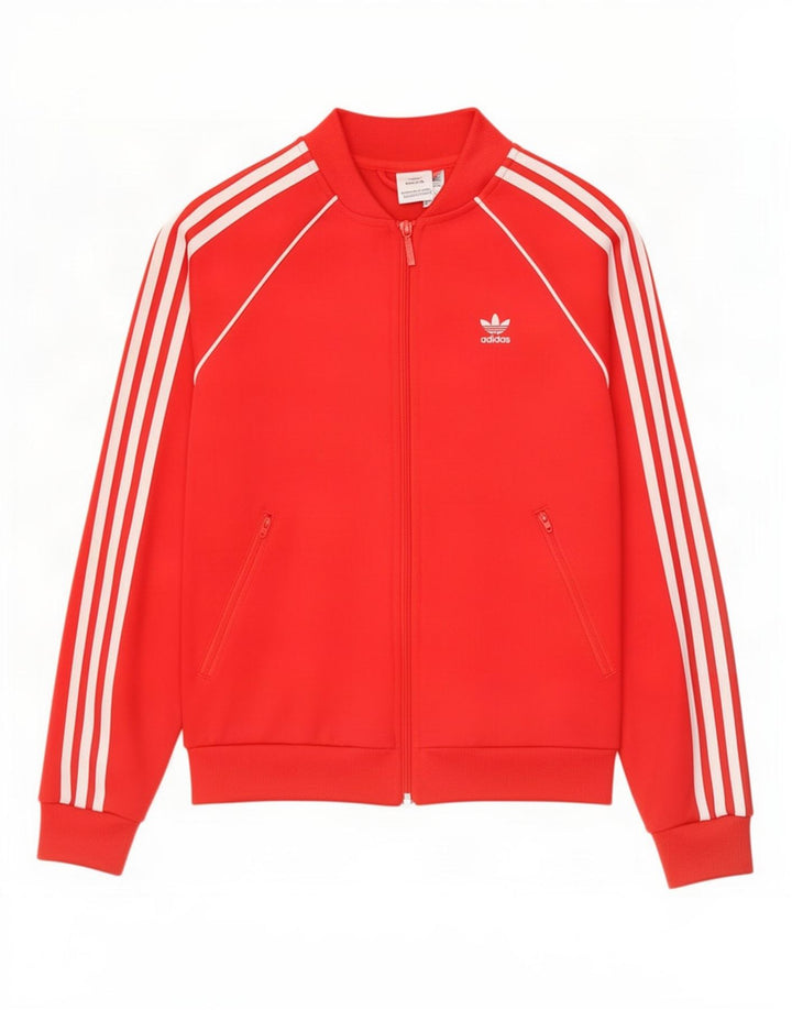 Adidas Womens Tracksuit Top Jacket UK 8 Small Red Polyester