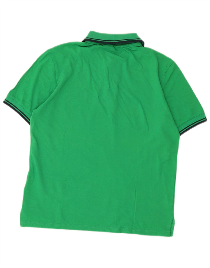 UMBRO Mens Polo Shirt Large Green Colourblock Cotton