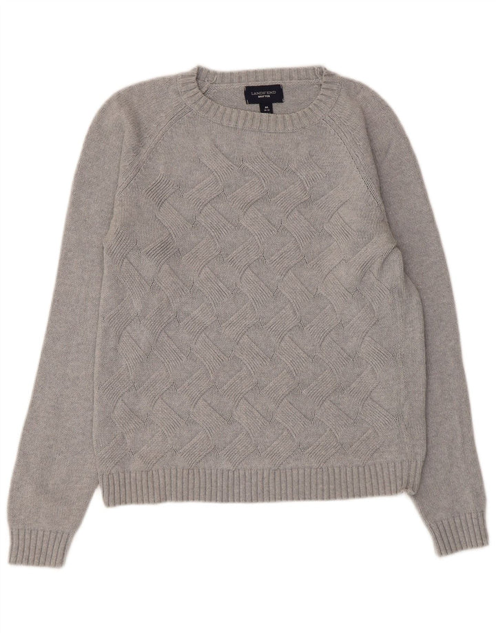 Lands End Womens Drifter Boat Neck Jumper Sweater UK 10/12 Medium Grey