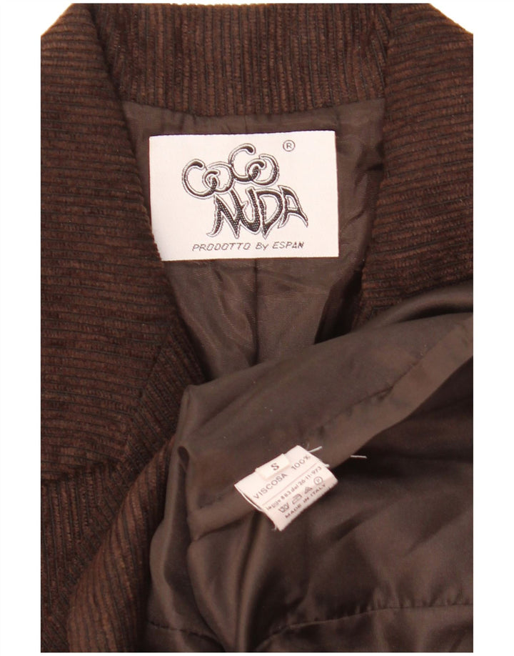 Coconuda Womens Longline Corduroy 3 Button Blazer Jacket UK 10 Small Brown