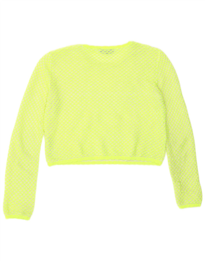Zara Womens Crop Blouse Top UK 14 Medium Green Geometric Polyester