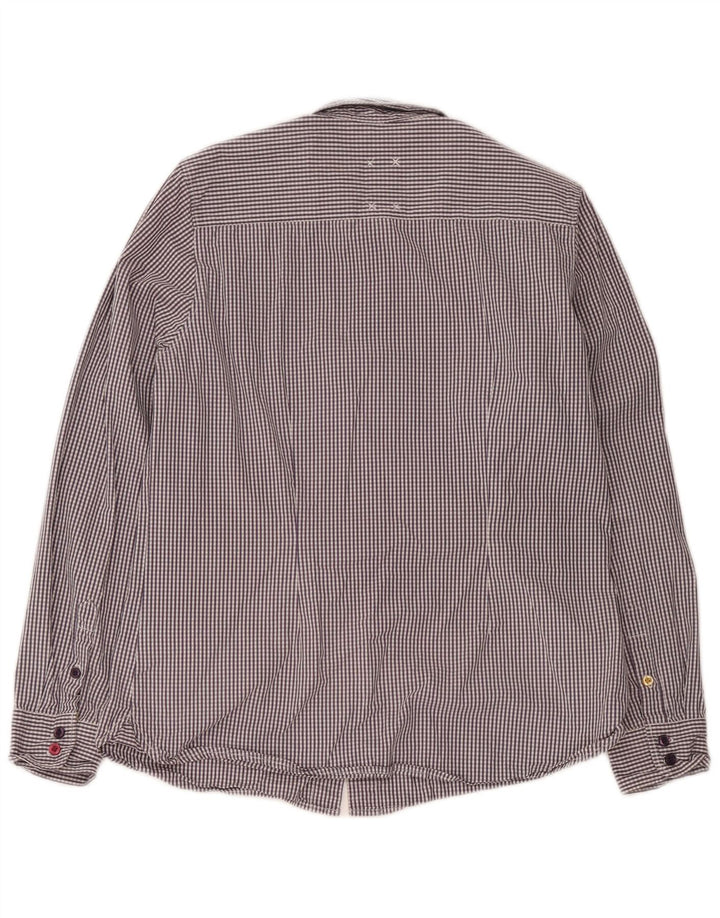 Joules Womens Shirt UK 14 Medium Purple Gingham Cotton