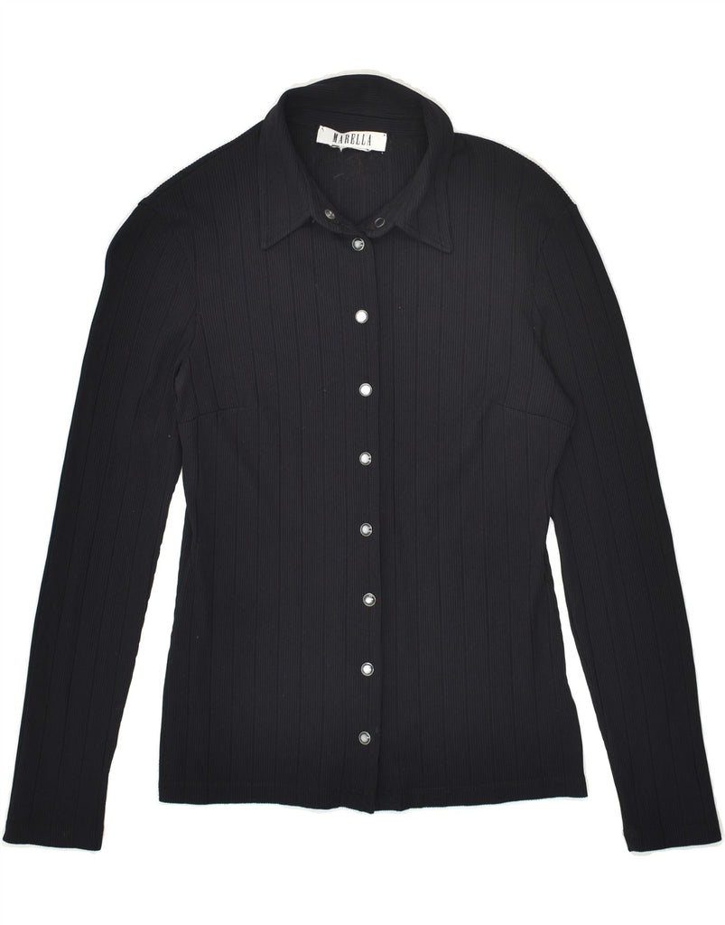 MARELLA Womens Shirt UK 12 Medium Black | Vintage Marella | Thrift | Second-Hand Marella | Used Clothing | Messina Hembry 