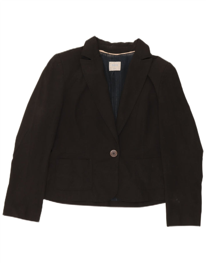Oasis Womens 1 Button Blazer Jacket UK 16 Large Black Polyester