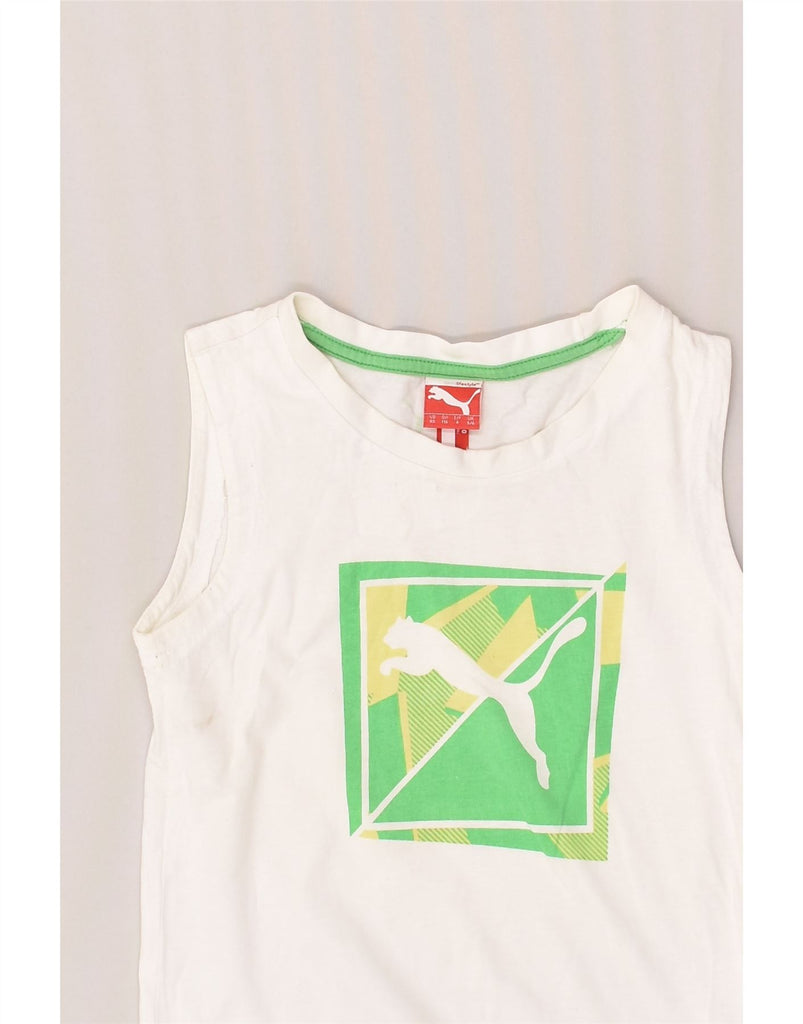 PUMA Boys Graphic Vest Top 5-6 Years White Cotton | Vintage Puma | Thrift | Second-Hand Puma | Used Clothing | Messina Hembry 