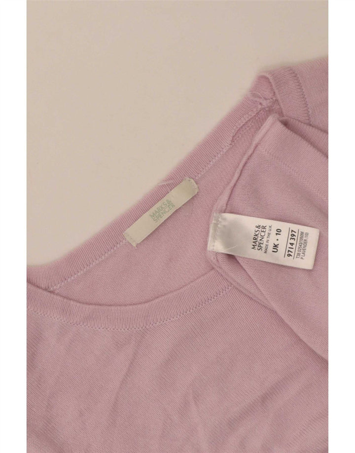 Marks & Spencer Womens Top 3/4 Sleeve UK 10 Small Purple Acrylic